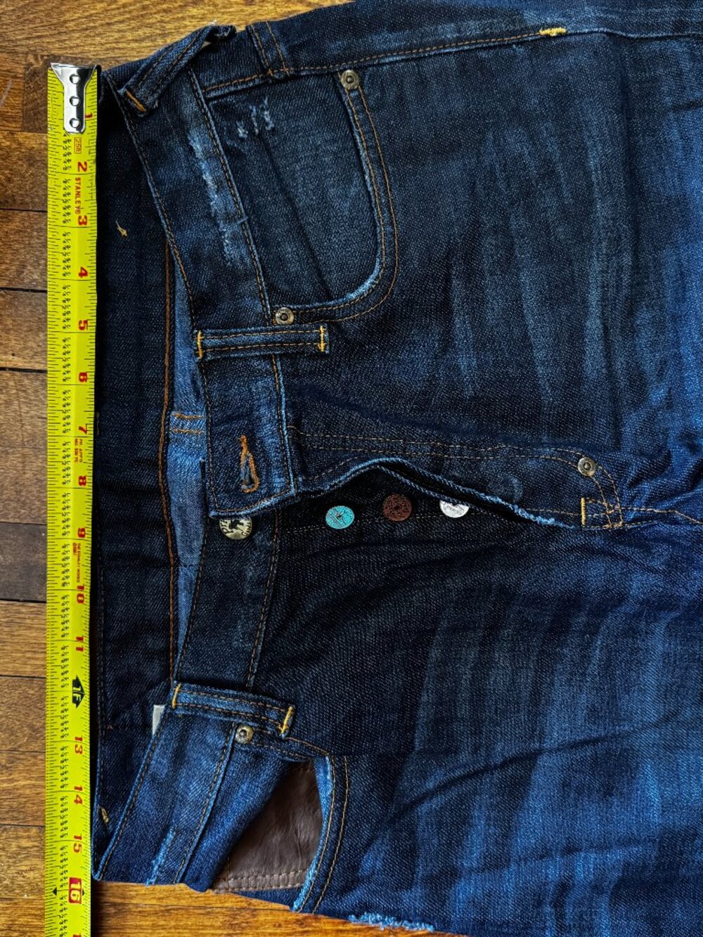 Men's Rare PRPS Dark Blue Denim Jeans, Size 31, Barracuda Distressed